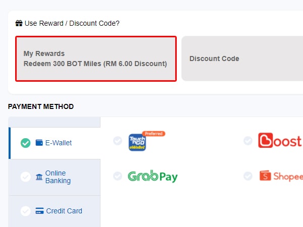 You will see the discount reflected in the Payment Summary