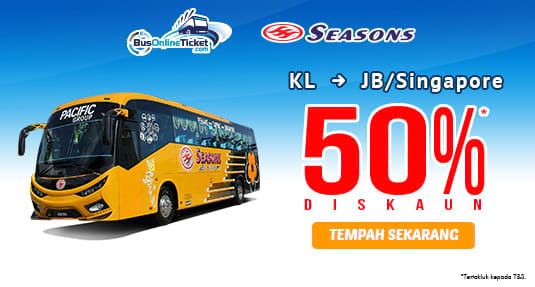 Nikmati 50% Diskaun Untuk Tiket Bas Seasons Express