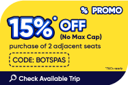 15% OFF | Use Code BOTSPAS when you book adjacent seats