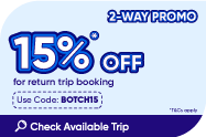 15% OFF for 2-way Booking