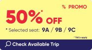 50% OFF on Seat 9A, 9B, 9C