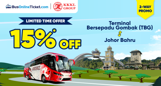 TBG to JB Bus Ticket Promo 15% OFF with KKKL